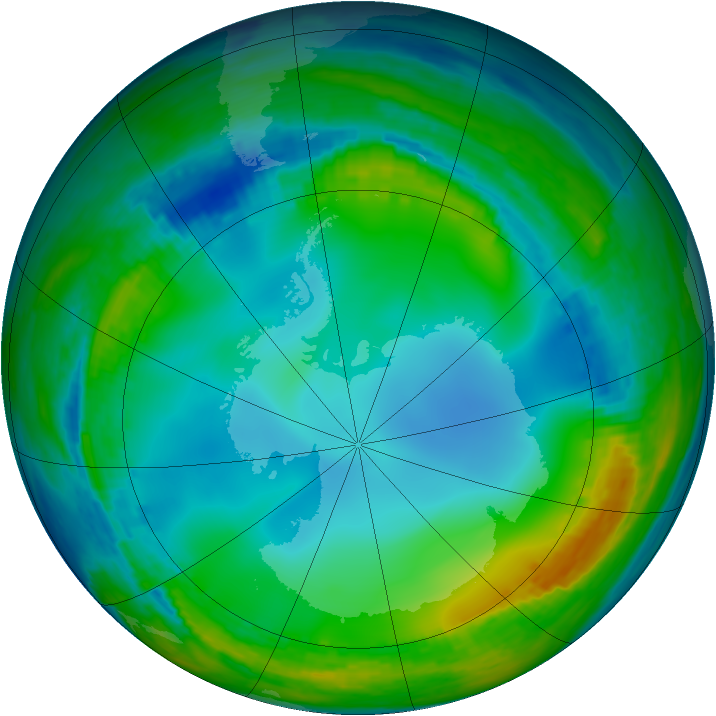 Antarctic ozone map for 30 June 2002